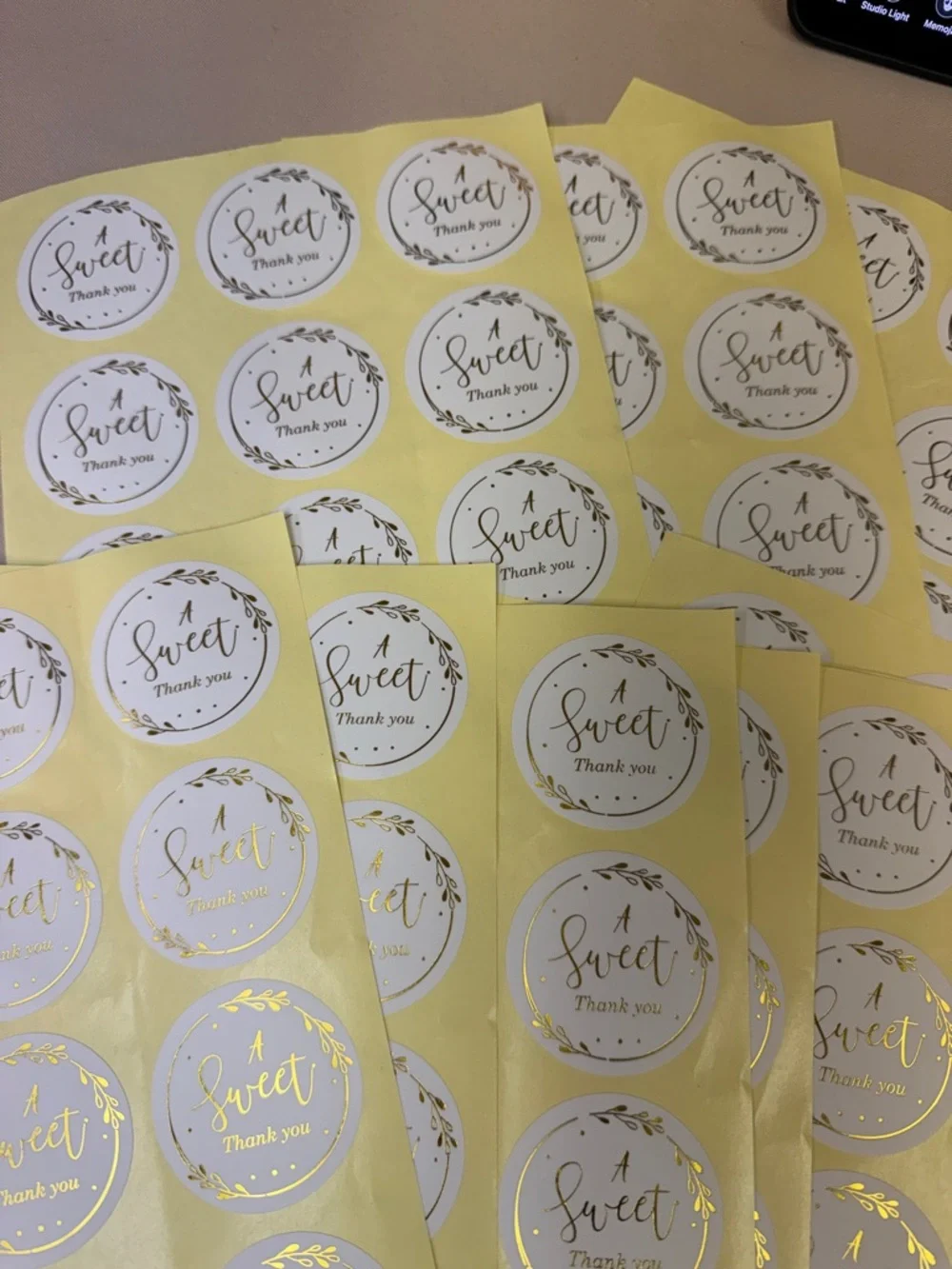 A Sweet Thank You 120 Count Round Stickers 10 sheets in the bundle gold writing